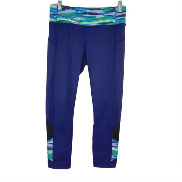 Lululemon‎ Pace Rival Crop Leggings Hero Blue Seven Wonders Multi Size 6 - Picture 1 of 6